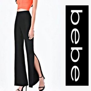 Bebe Side Slit Flare Pants Black Size 10